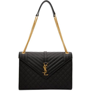 Saint Laurent Black Large Quilted Envelope Bag