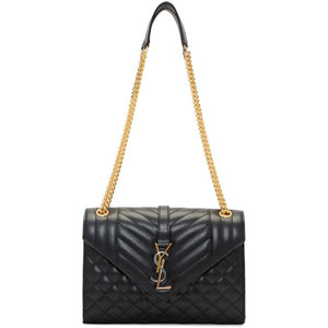 Saint Laurent Ysl Matelasse Shoulder Bag - Black