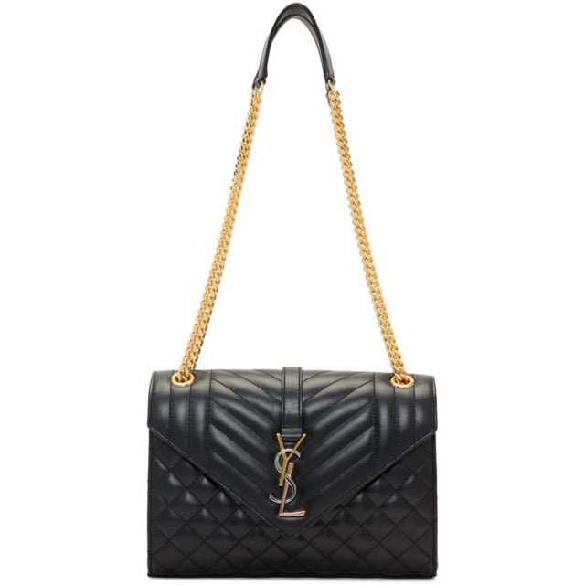 Saint Laurent Black Medium Mix Matelasse Envelope Bag