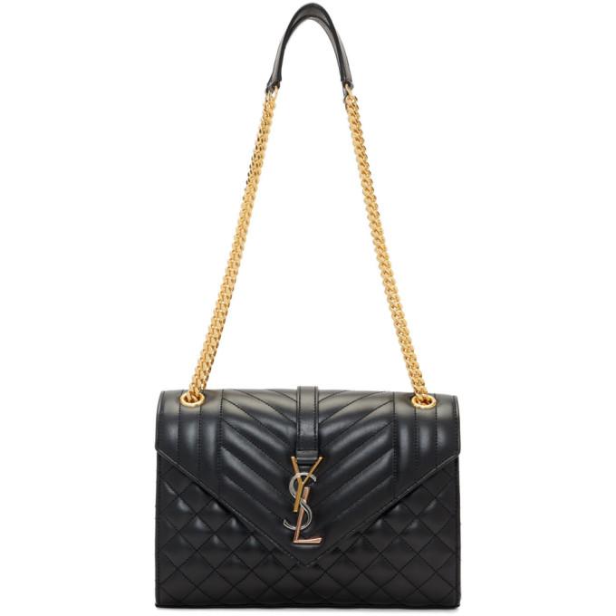 Saint Laurent Black Medium Mix Matelasse Envelope Bag