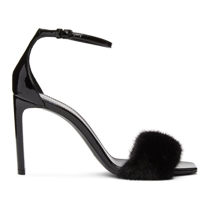 Saint Laurent Black Mink Bea 90 Sandals