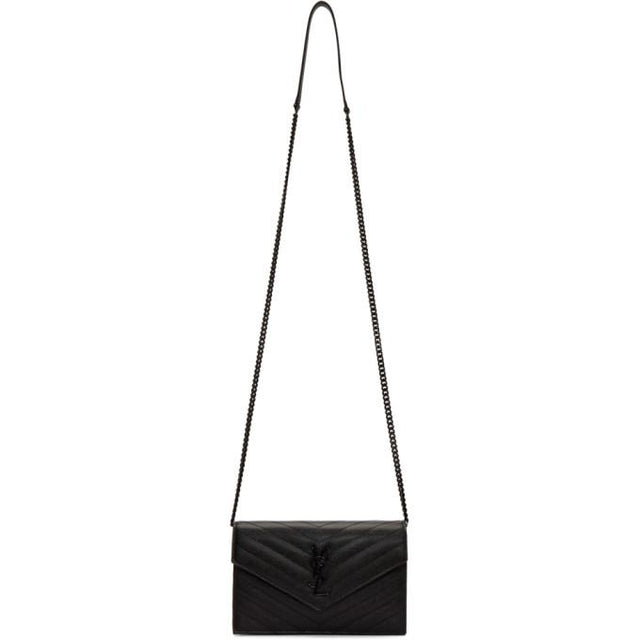 Saint Laurent Black Monogramme Envelope Chain Wallet Bag