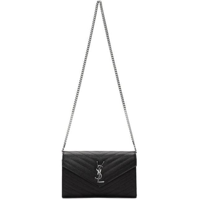 Saint Laurent Black Monogramme Envelope Chain Wallet Bag