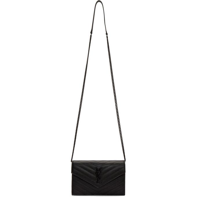 Saint Laurent Black Monogramme Envelope Chain Wallet Bag