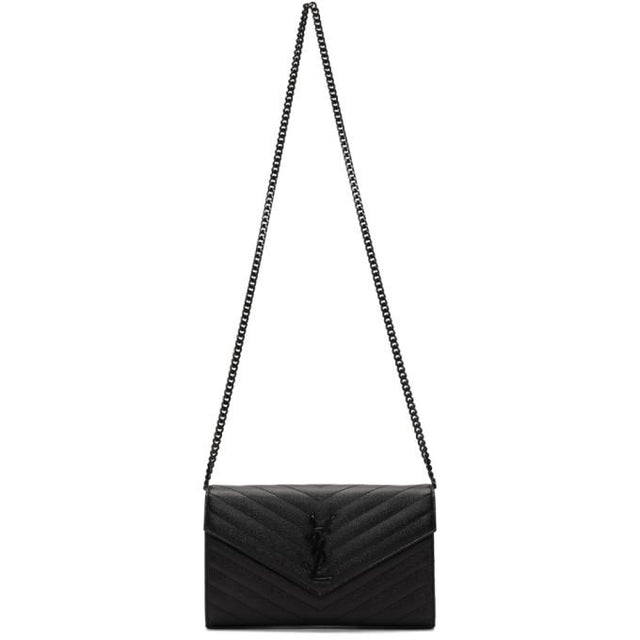 Saint Laurent Black Monogramme Envelope Chain Wallet Bag