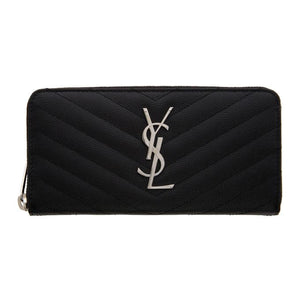 Saint Laurent Black Monogramme Zip Around Wallet