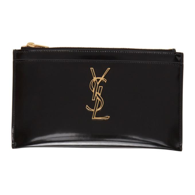 Saint Laurent Black Patent Monogramme Bill Pouch