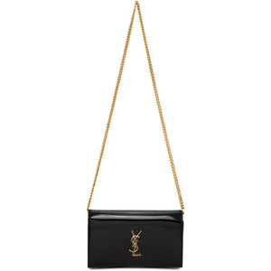 Louis Vuitton Black Monogram Leather Gold Foldover Envelope