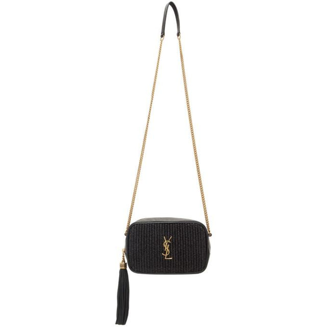 Saint Laurent Black Raffia Lou Camera Bag