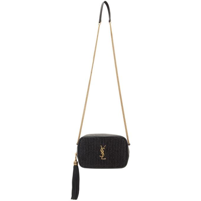 Saint Laurent Black Raffia Lou Camera Bag