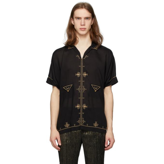 Saint Laurent Black Satin Short Sleeve Shirt