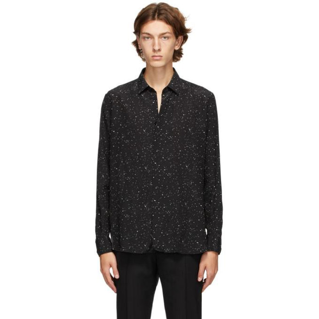Saint Laurent Black Silk Speckle Shirt