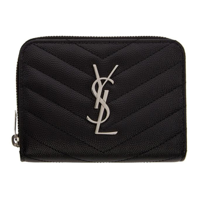 Saint Laurent Black Small Compact Monogramme Wallet