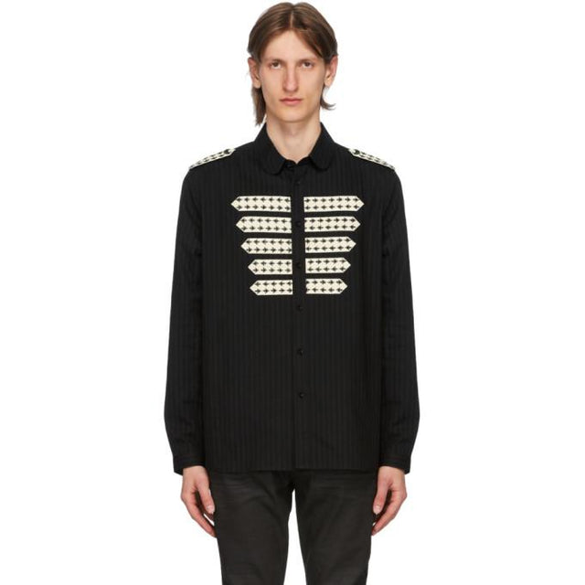 Saint Laurent Black Striped Officer Shirt