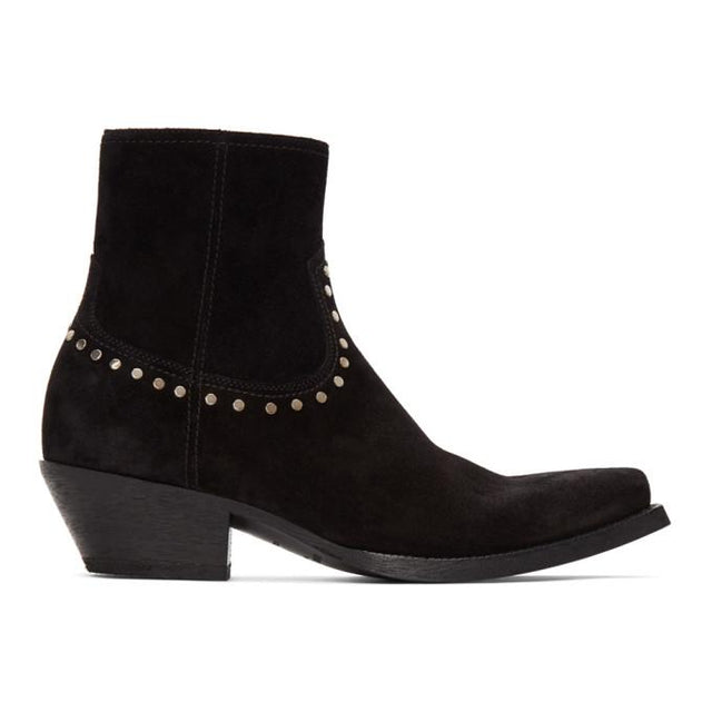 Saint Laurent Black Suede Lukas Boots