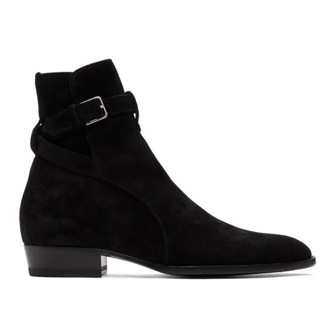Saint Laurent Black Suede Wyatt Jodhpur Boots
