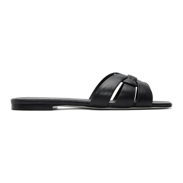 Saint Laurent Black Tribute Flat Sandals