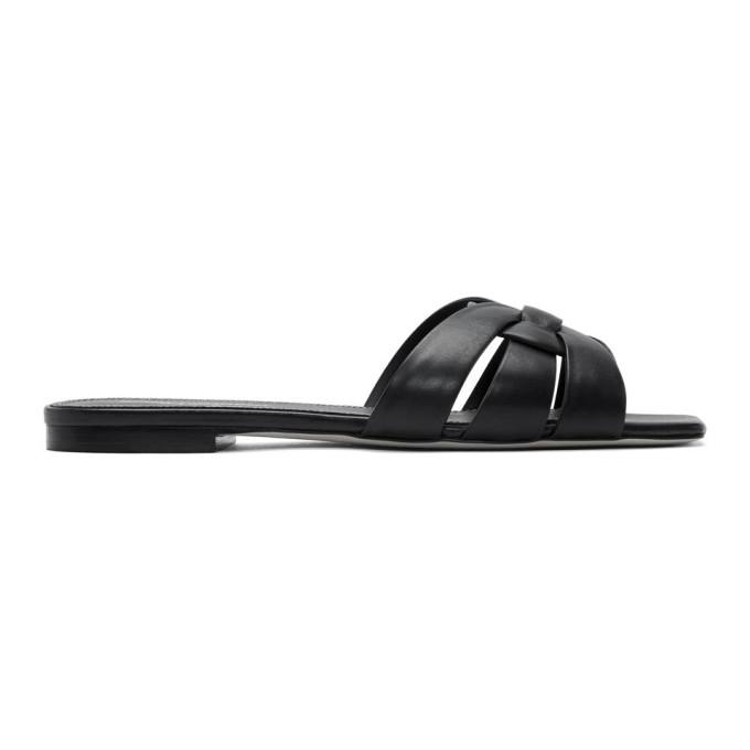 Saint Laurent Black Tribute Flat Sandals