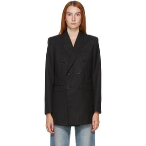 Saint Laurent Black Wool Pinstripe Blazer