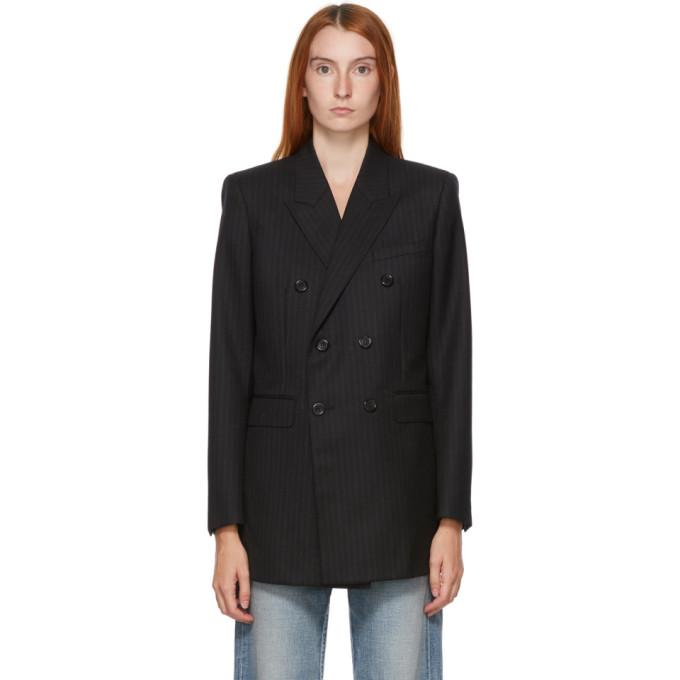 Saint Laurent Black Wool Pinstripe Blazer