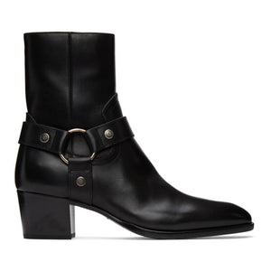 Saint Laurent Black Wyatt Harness Boots