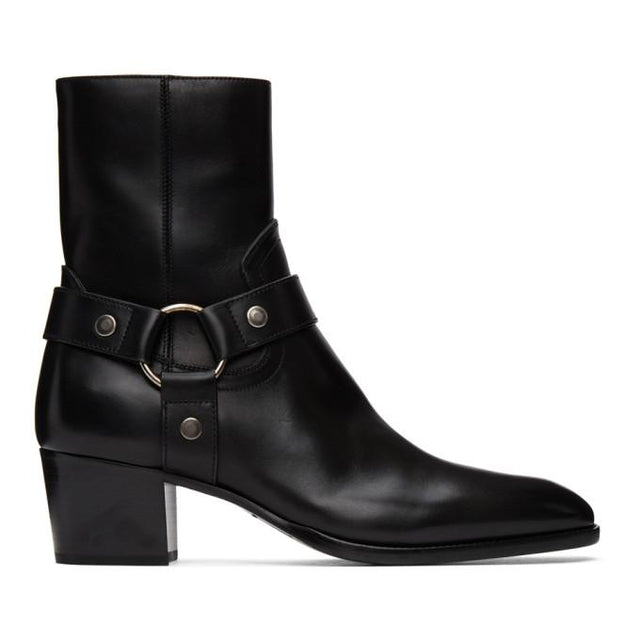 Saint Laurent Black Wyatt Harness Boots