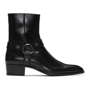 Saint Laurent Black Wyatt Harness Boots