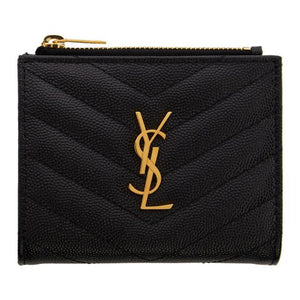 Saint Laurent Black Zipped Monogramme Wallet