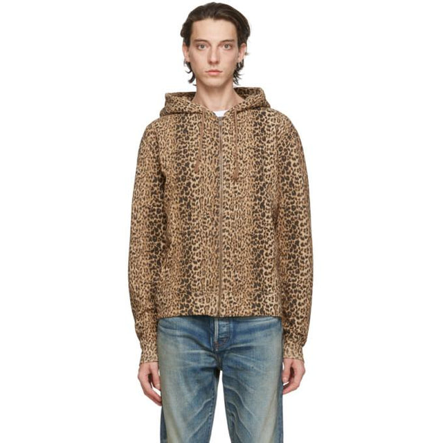 Saint Laurent Brown Leopard Hoodie