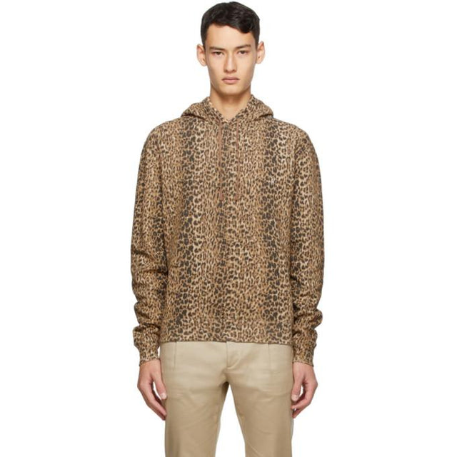 Saint Laurent Brown Leopard Hoodie