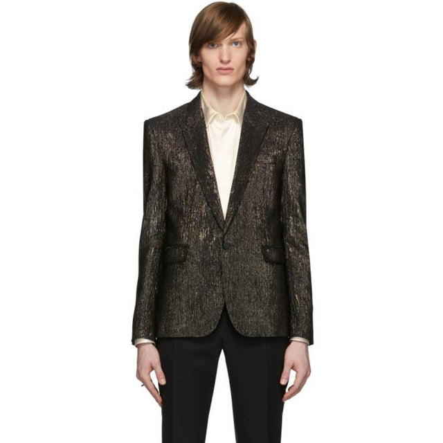 Saint Laurent Gold and Black Viscose Blazer