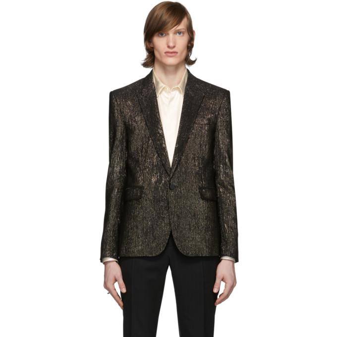 Saint Laurent Gold and Black Viscose Blazer