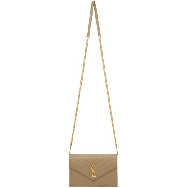 Saint Laurent Gold Monogramme Envelope Chain Wallet Bag