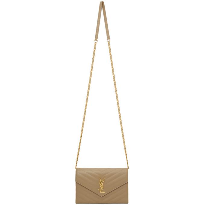 Saint Laurent Gold Monogramme Envelope Chain Wallet Bag