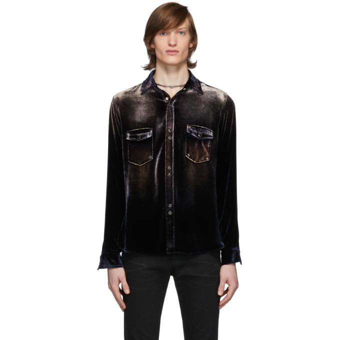 Saint Laurent Navy Oversized Devore Bleached Shirt