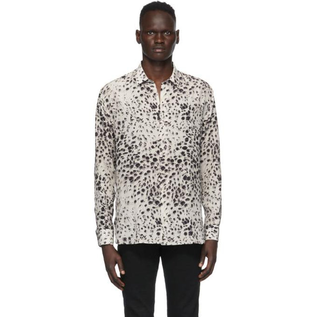 Saint Laurent Off-White and Black Spotted Shirt
