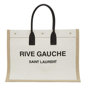 Saint Laurent Off-White and Tan Rive Gauche Noe Tote