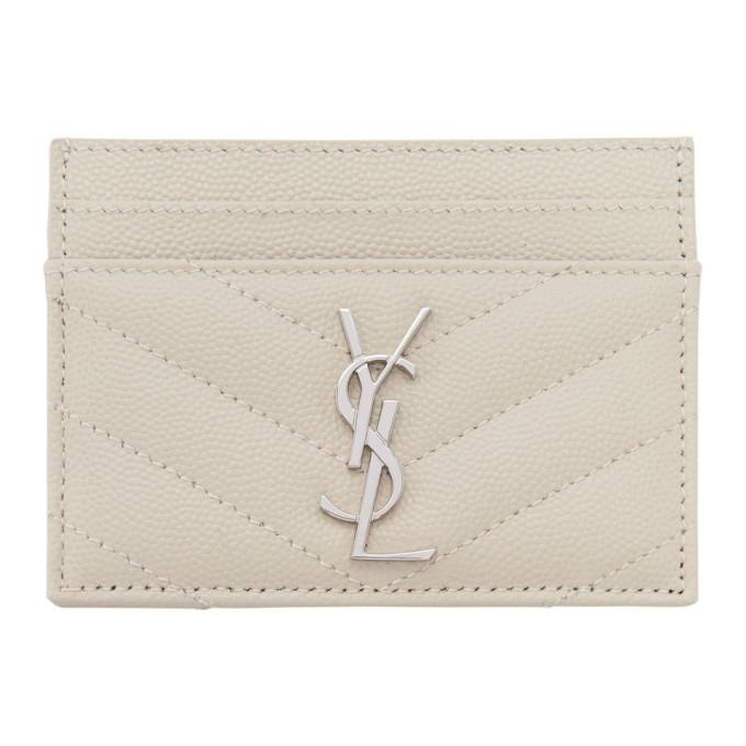 Saint Laurent Off-White Monogramme Card Holder