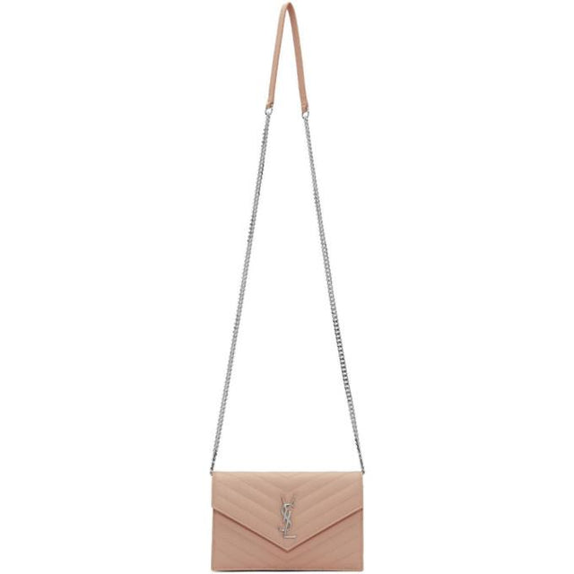 Saint Laurent Pink Small Envelope Chain Wallet Bag