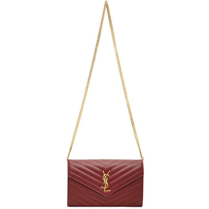Saint Laurent Red Monogramme Chain Wallet Bag