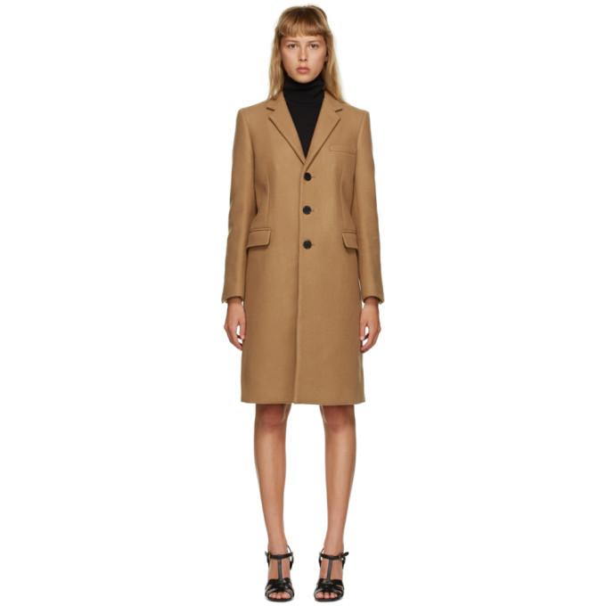 Saint Laurent Tan Cashmere Chesterfield Coat