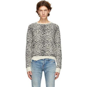 Saint Laurent White and Black Destroyed Sweater