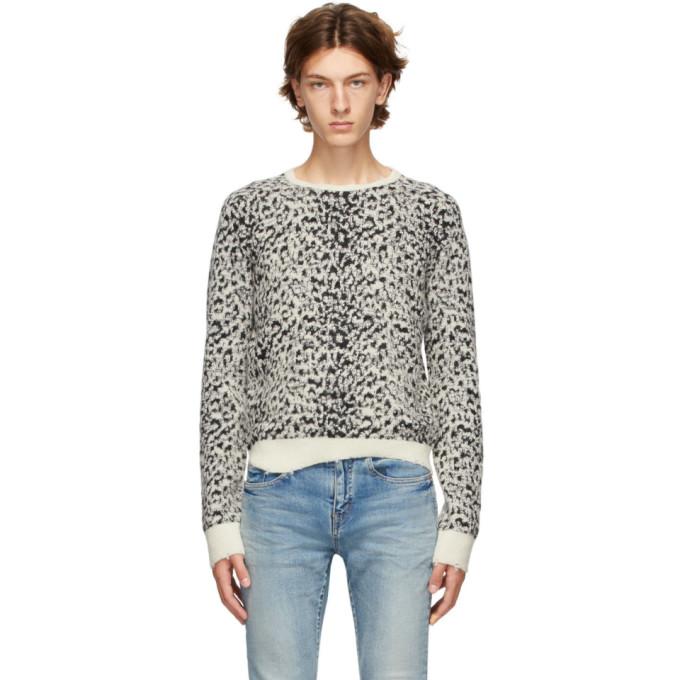 Saint Laurent White and Black Destroyed Sweater