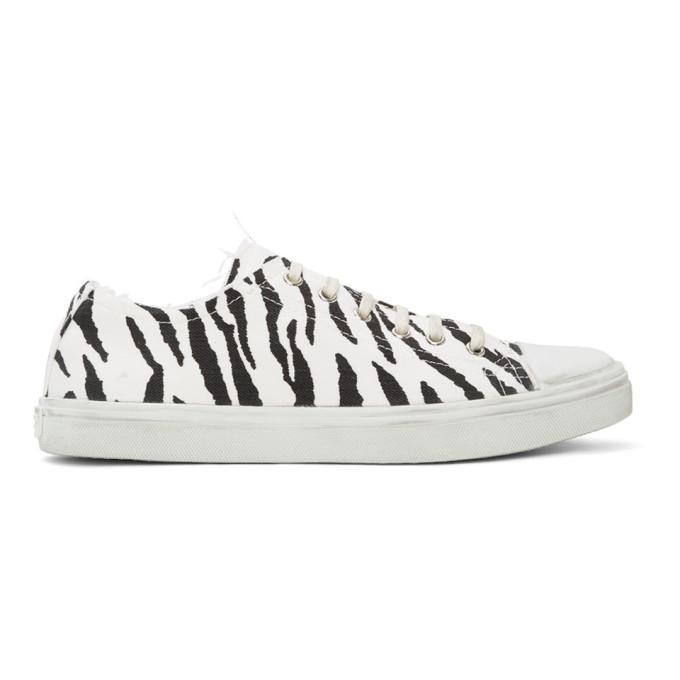 Saint Laurent White and Black Zebra Bedford Sneakers