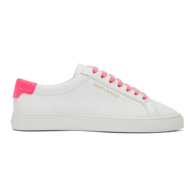 Saint Laurent White and Pink Andy Sneakers