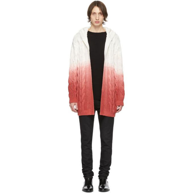 Saint Laurent White and Pink Baja Hoodie Cardigan