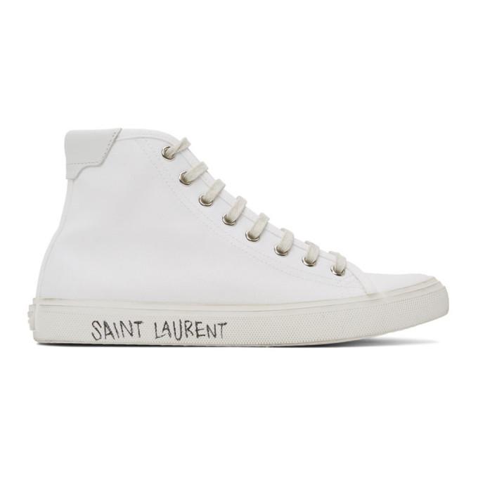 Saint Laurent White Canvas Malibu Sneakers
