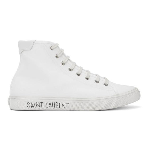Saint Laurent White Malibu High-Top Sneakers