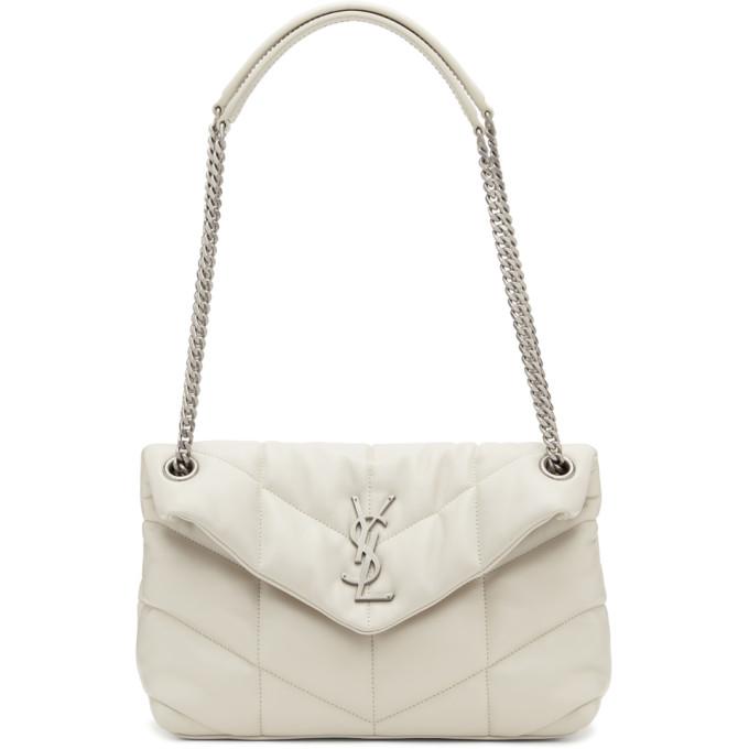 Saint Laurent: White Small Loulou Bag