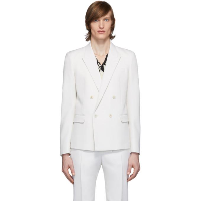 Saint Laurent White Wool Tailored Double-Breasted Blazer